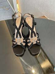 Gucci crystal Interlocking G black sandals 11cm - 5