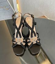 Gucci crystal Interlocking G black sandals 11cm - 1