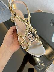 Gucci crystal Interlocking G gold sandals 11cm - 4