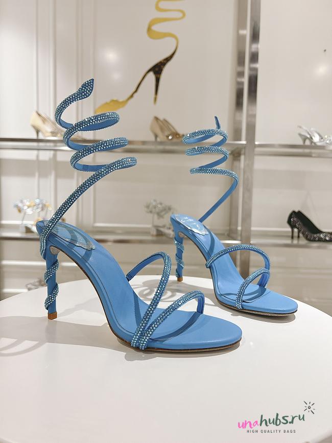 Rene Caovilla Metallic Blue Leather Heels 105 - 1