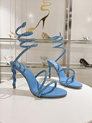 Rene Caovilla Metallic Blue Leather Heels 105 - 1