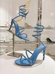 Rene Caovilla Metallic Blue Leather Heels 105 - 5