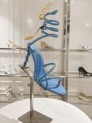 Rene Caovilla Metallic Blue Leather Heels 105 - 3