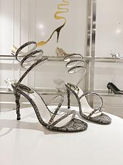 Rene Caovilla Metallic Snake Effect Leather Heels 105 - 1