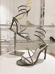 Rene Caovilla Metallic Snake Effect Leather Heels 105 - 6