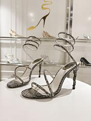 Rene Caovilla Metallic Snake Effect Leather Heels 105 - 4