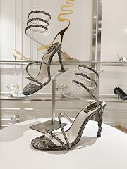 Rene Caovilla Metallic Snake Effect Leather Heels 105 - 2