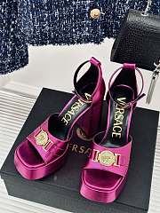 Versace Medusa '95 Pink Satin Platform Sandals - 5