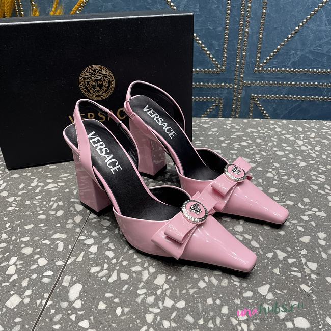 Versace Medusa Light Pink Leather Heels 10cm - 1