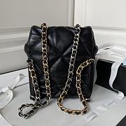 Chanel 19 lambskin backpack ( black/ white/ gray) - 5