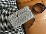 Fendi Baguette crystal FF motif silver leather bag - 5