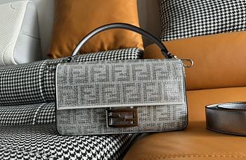 Fendi Baguette crystal FF motif silver leather bag