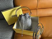 Fendi Bucket crystal FF motif silver leather bag - 6