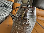 Fendi Bucket crystal FF motif silver leather bag - 3