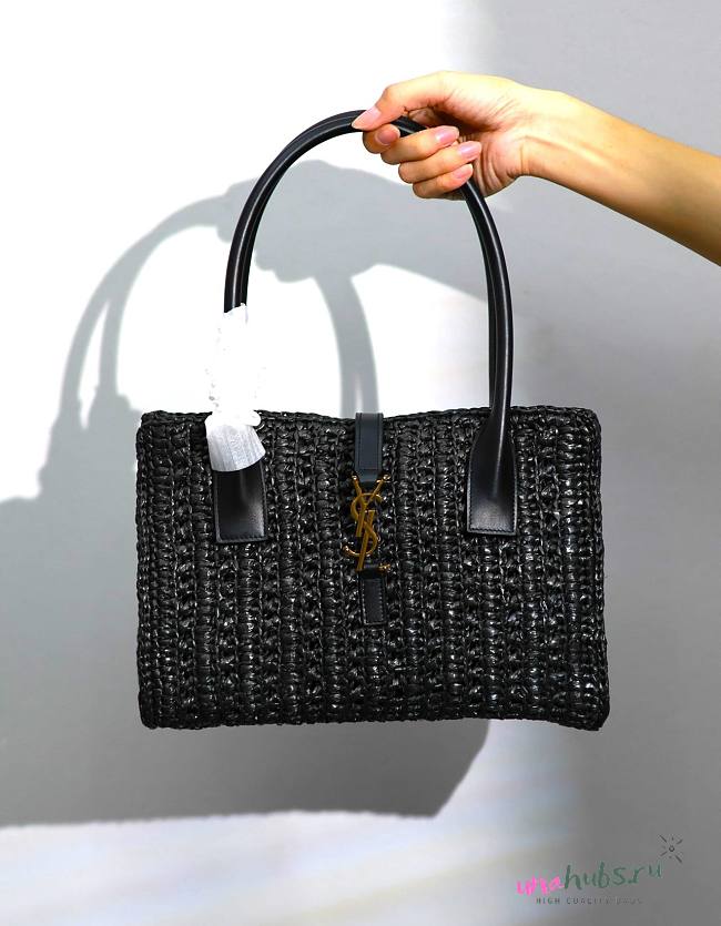 YSL Panier Raffia Tote Black Bag - 1