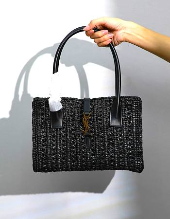 YSL Panier Raffia Tote Black Bag