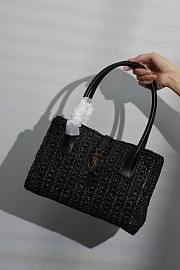 YSL Panier Raffia Tote Black Bag - 3