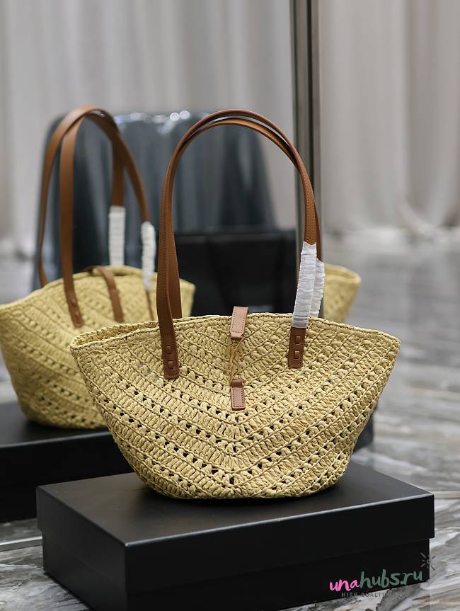 YSL Small Panier Natural Raffia Tote Bag - 1