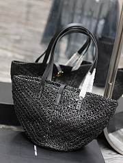 YSL Small Panier Black Raffia Tote Bag - 3