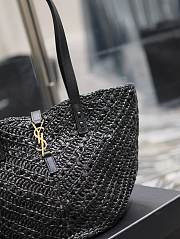 YSL Small Panier Black Raffia Tote Bag - 4