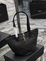 YSL Small Panier Black Raffia Tote Bag - 6