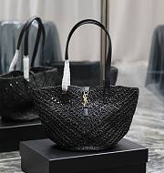 YSL Small Panier Black Raffia Tote Bag - 1