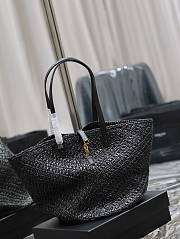 YSL Large Panier Black  Raffia Tote Bag - 2