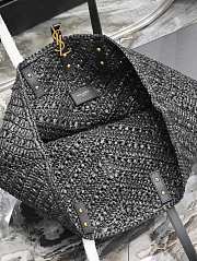 YSL Large Panier Black  Raffia Tote Bag - 4