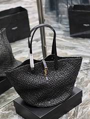 YSL Large Panier Black  Raffia Tote Bag - 5