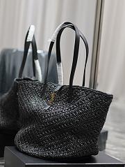 YSL Large Panier Black  Raffia Tote Bag - 6