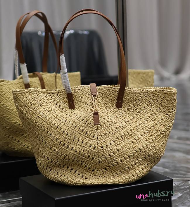 YSL Large Panier Natural Raffia Tote Bag - 1