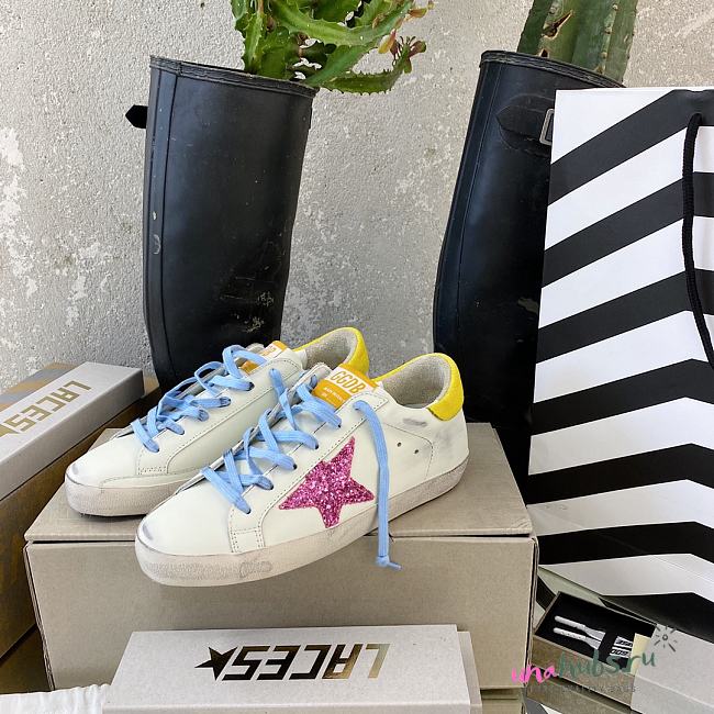 Golden goose super star pink/ yellow sneakers - 1