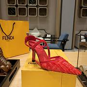 Fendi Colibri Ff Mesh Slingback Red Heels - 4