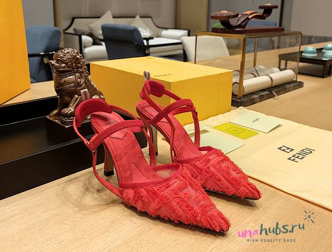 Fendi Colibri Ff Mesh Slingback Red Heels - 1