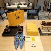 Fendi Colibri Ff Mesh Slingback Denim Heels - 4