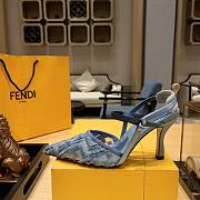 Fendi Colibri Ff Mesh Slingback Denim Heels - 5