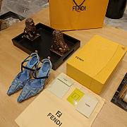 Fendi Colibri Ff Mesh Slingback Denim Heels - 6