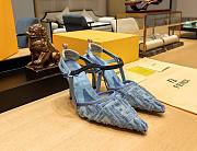 Fendi Colibri Ff Mesh Slingback Denim Heels - 1