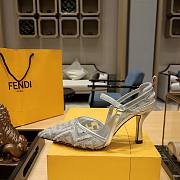 Fendi Colibri Ff Mesh Slingback Silver Heels - 5