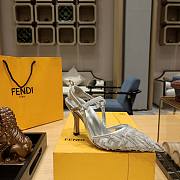 Fendi Colibri Ff Mesh Slingback Silver Heels - 4