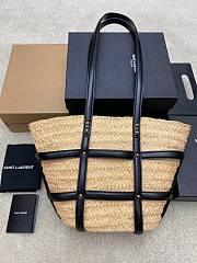 Ysl Caged Raffia Tote Bag - 4