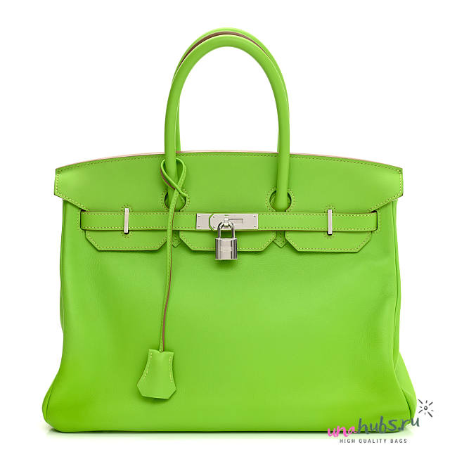 Hermes Birkin 32 Granny Green Swift Silver Hardware Bag - 1