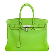 Hermes Birkin 32 Granny Green Swift Silver Hardware Bag - 1