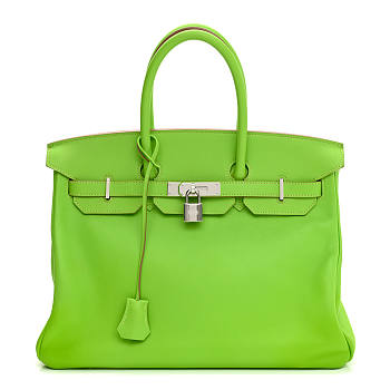 Hermes Birkin 32 Granny Green Swift Silver Hardware Bag