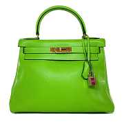 Hermes Kelly 32 Green Granny Swift Gold Hardware Bag - 1