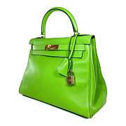 Hermes Kelly 32 Green Granny Swift Gold Hardware Bag - 3