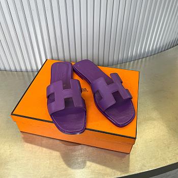 Hermes Oran purple leather sandals