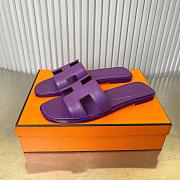 Hermes Oran purple leather sandals - 6