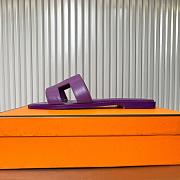 Hermes Oran purple leather sandals - 5