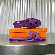 Hermes Oran purple leather sandals - 4